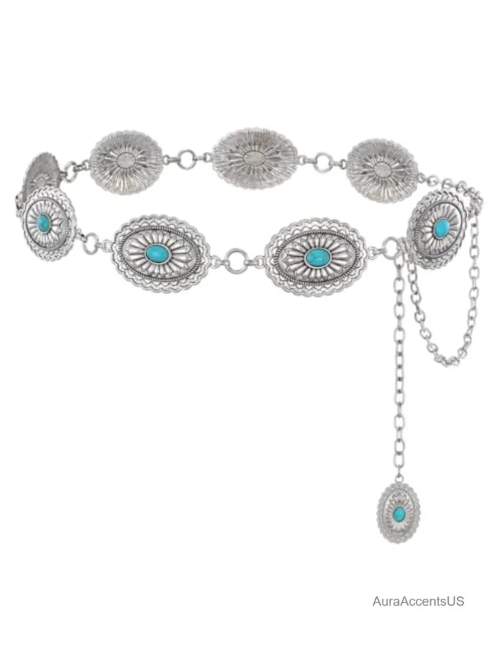 Boho Western Cowgirl Waist Chain Belt Metal Concho Adjustable